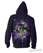 Load image into Gallery viewer, Kitty Glitter Zip-Up Hoodie