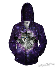 Load image into Gallery viewer, Kitty Glitter Zip-Up Hoodie