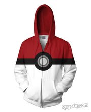 Load image into Gallery viewer, Pokemon Pokeball Catch Em All Zip-Up Hoodie