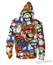 Load image into Gallery viewer, Mario on Shrooms Zip-Up Hoodie