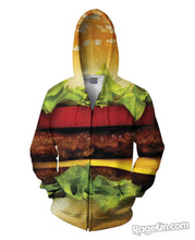 Load image into Gallery viewer, Burger Zip-Up Hoodie