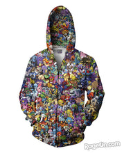 Load image into Gallery viewer, Pokemon Collage Zip-Up Hoodie