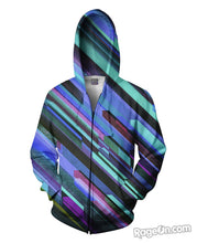 Load image into Gallery viewer, Blue Slants Zip-Up Hoodie