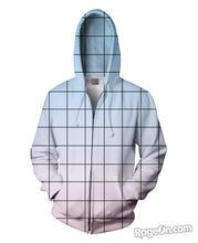 Load image into Gallery viewer, Blue Pink Grid Zip-Up Hoodie