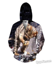 Load image into Gallery viewer, Kitty Zilla Zip-Up Hoodie