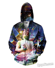 Load image into Gallery viewer, Galactic Buddha Zip-Up Hoodie