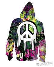 Load image into Gallery viewer, Drippy Peace Sign Zip-Up Hoodie