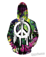 Load image into Gallery viewer, Drippy Peace Sign Zip-Up Hoodie