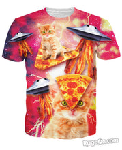 Load image into Gallery viewer, Bacon Pizza Space Cat T-Shirt