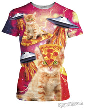 Load image into Gallery viewer, Bacon Pizza Space Cat T-Shirt