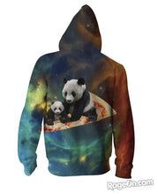 Load image into Gallery viewer, Space Pizza Panda Zip-Up Hoodie