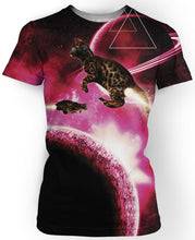 Load image into Gallery viewer, Space Cat Rocket Blast T-Shirt
