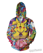 Load image into Gallery viewer, Pikachu in Kandiland Zip-Up Hoodie